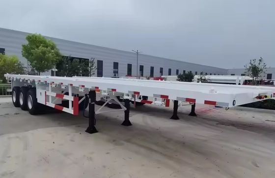 90 tonnes de chargement maximal en acier 20 pieds 40 pieds conteneur semi-remorque à plat avec pneu 12r22,5