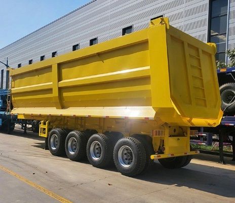 Q345B / T700 Semi-remorque à 4 essieux arrière à rampe principale en acier pour le transport de minerai