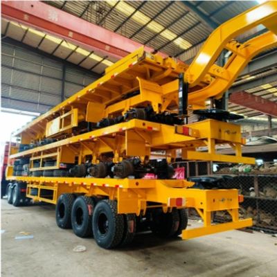 3 essieux 60 à 80 tonnes 20 à 45 pieds conteneur plat semi-remorque avec une charge utile maximale de 50000 kg