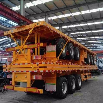 3 essieux 60 à 80 tonnes 20 à 45 pieds conteneur plat semi-remorque avec une charge utile maximale de 50000 kg