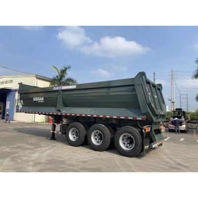 Camion à remorque à décharge arrière hydraulique à virage à 3/4/5 essieux avec système de freinage à double ligne
