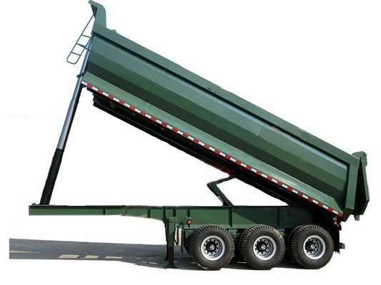Camion à remorque à décharge arrière hydraulique à virage à 3/4/5 essieux avec système de freinage à double ligne