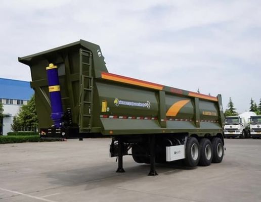 Camion à remorque à décharge arrière hydraulique à virage à 3/4/5 essieux avec système de freinage à double ligne