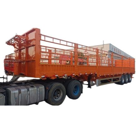 Charge utile maximale 42,5 tonnes Wosheng 3 essieux paroi latérale ouverte clôture de bétail camion de fret semi-remorque