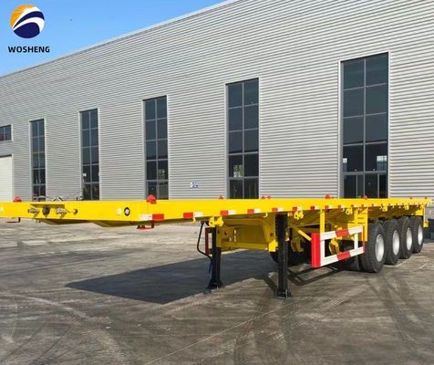 Semi-remorque à plateau à trois essieux à suspension mécanique de 40 pieds pour conteneurs ou machines