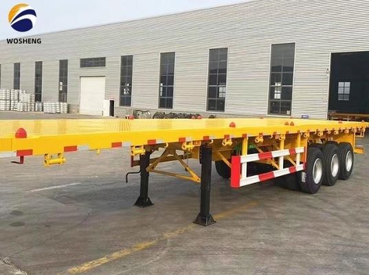 Semi-remorque à plateau à trois essieux à suspension mécanique de 40 pieds pour conteneurs ou machines
