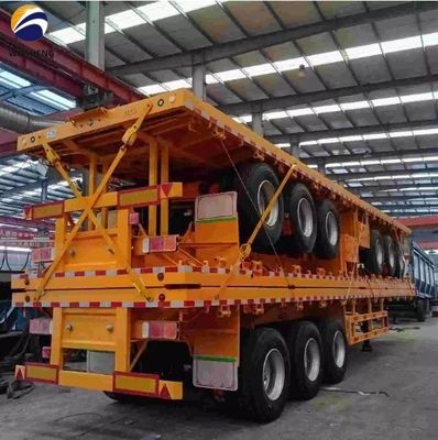 Semi-remorque à plateau à trois essieux à suspension mécanique de 40 pieds pour conteneurs ou machines