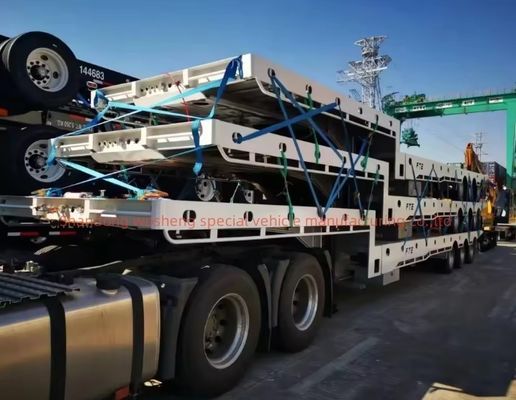 Charge utile de 40 à 100 tonnes Suspension mécanique Semi-remorque à lit bas de 40 pieds avec pneu 12R22.5