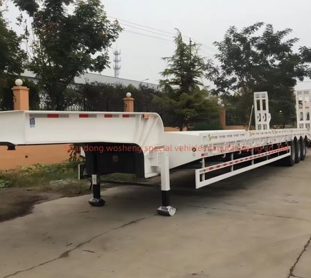 Charge utile de 40 à 100 tonnes Suspension mécanique Semi-remorque à lit bas de 40 pieds avec pneu 12R22.5