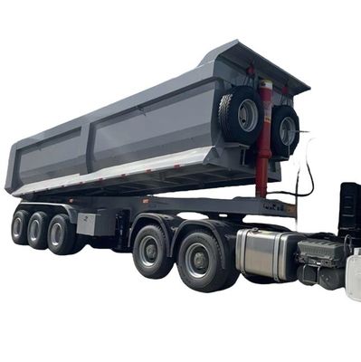 Cylindre hydraulique lourd 3 essieux 45cbm 50cbm remorque à bascule arrière en forme de U pour camion