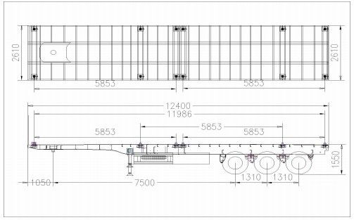 Vente 3/4 essieu 20T-80T Tare poids conteneur plat semi-remorque pour dans le budget