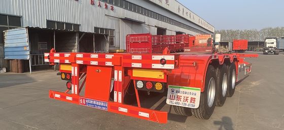 Container de transport maritime à trois essieux, châssis squelettique, semi-remorque avec faisceau principal Q345B