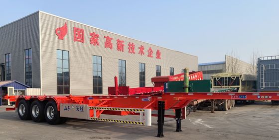 Container de transport maritime à trois essieux, châssis squelettique, semi-remorque avec faisceau principal Q345B