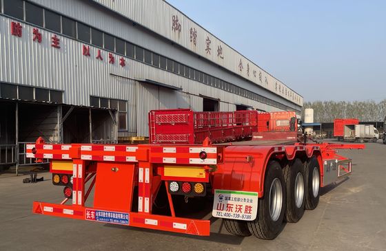 Container de transport maritime à trois essieux, châssis squelettique, semi-remorque avec faisceau principal Q345B
