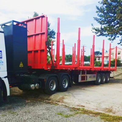 80T chargeur de bois ou de bûcher à planche semi-remorque à colonne latérale Suspension mécanique