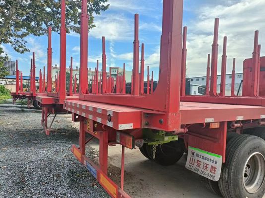 80T chargeur de bois ou de bûcher à planche semi-remorque à colonne latérale Suspension mécanique
