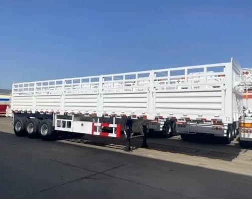 Camion-remorque hautes clôtures d'élevage d'animaux d'élevage de bétail de stock de fret semi-remorque à 3/4 axe