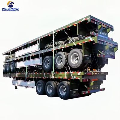 Semi-remorque à roues plates à 4 essieux 20FT 40FT Container Semi-remorque avec pneus 12R22.5