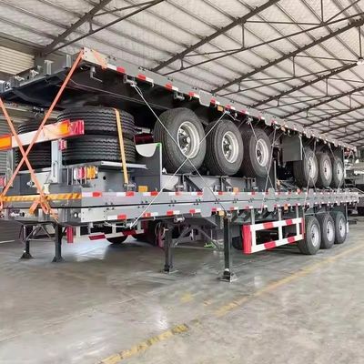 Semi-remorque à roues plates à 4 essieux 20FT 40FT Container Semi-remorque avec pneus 12R22.5