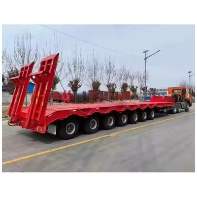 Acier 40-100TON remorque de conteneur pour camions à col de poule Chargeur bas à col de poule Semi-remorque à 4 essieux