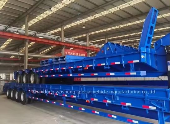 Acier 40-100TON remorque de conteneur pour camions à col de poule Chargeur bas à col de poule Semi-remorque à 4 essieux