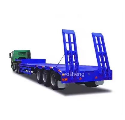Acier 40-100TON remorque de conteneur pour camions à col de poule Chargeur bas à col de poule Semi-remorque à 4 essieux