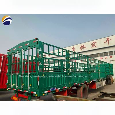 Trailers à grille à 3 essieux pour le transport de marchandises en vrac végétales Transporteur de bétail Semi-remorque