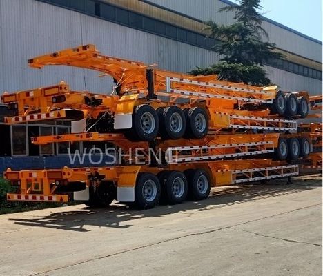 Container-remorque à trois essieux, châssis à squelette et semi-remorque avec charge utile maximale de 50 tonnes