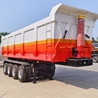 3/4, 5 axes Tilting Tipping Tipper Dump arrière Semi-remorque pour le transport de grains de sable et de pierre