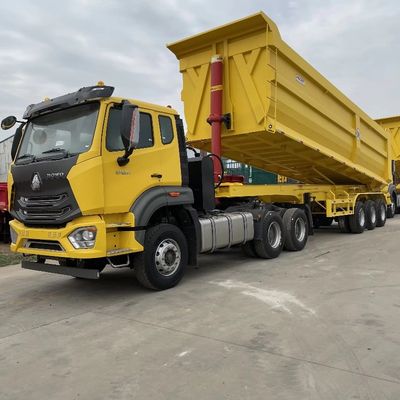 Semi-remorque à décharge arrière en forme de U de 3 essieux de 40 m3 pour matériaux de construction