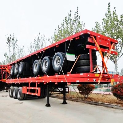 20/40/45FT camion à conteneurs à plat semi-remorque avec 2/3/4 essieux et pneus à double pièce
