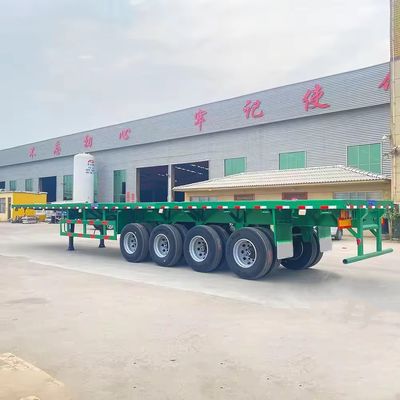 3 essieux 20 pieds 40 pieds conteneur châssis à lit plat semi-remorque avec matériau en acier