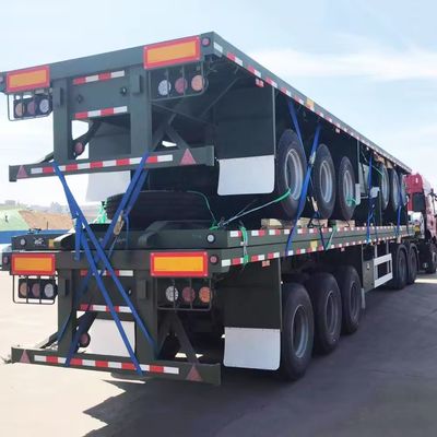 50 tonnes de capacité de chargement Semi-remorque à 3 essieux 40 tonnes de remorque à plat avec Q345b faisceau principal