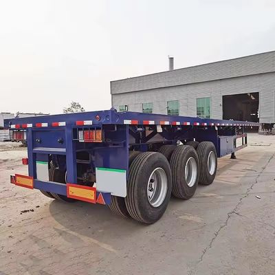 50 tonnes de capacité de chargement Semi-remorque à 3 essieux 40 tonnes de remorque à plat avec Q345b faisceau principal