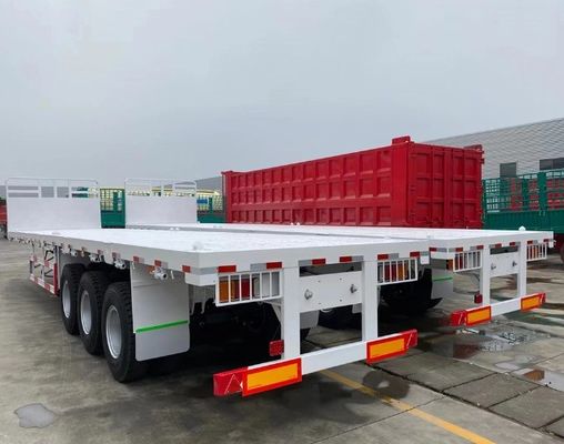 Container à 3 essieux 40 pieds à lit plat semi-remorques avec charge utile maximale 100 tonnes