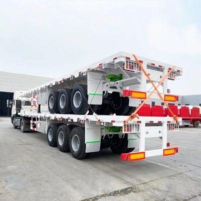 Container à 3 essieux 40 pieds à lit plat semi-remorques avec charge utile maximale 100 tonnes