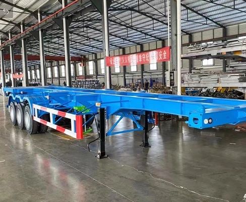 Fonction de transport 3 Arbre bleu squelette semi-remorque pour le transport de conteneurs de 40 pieds