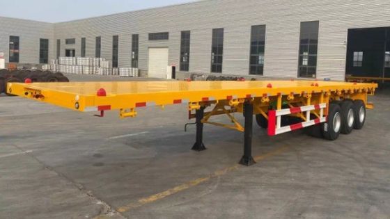 Semi-remorque à trois axes à quatre axes, conteneur plat, camion, train de débarquement, 28 tonnes, poids lourd