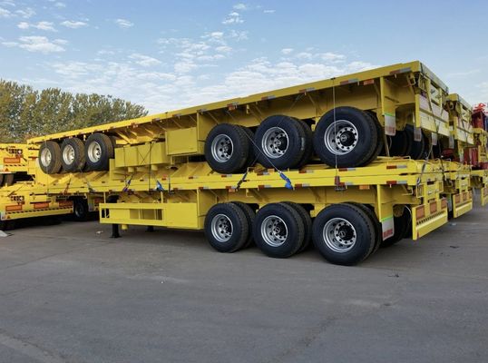 Semi-remorque à plat de 100 tonnes à charge utile maximale pour le transport de conteneurs et de marchandises en vrac