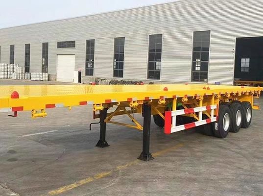 Semi-remorque à plat de 100 tonnes à charge utile maximale pour le transport de conteneurs et de marchandises en vrac