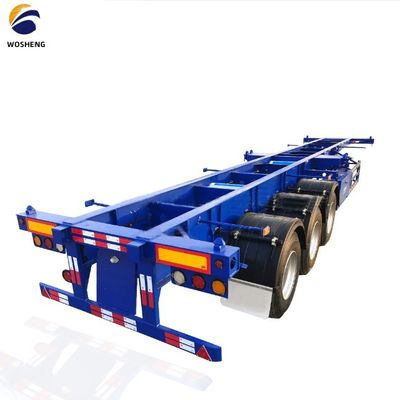 WOSHENG Tri-Axle 40FT 3 axes 40 tonnes Chargement du châssis squelette semi-remorque avec des matériaux
