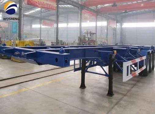 WOSHENG Tri-Axle 40FT 3 axes 40 tonnes Chargement du châssis squelette semi-remorque avec des matériaux