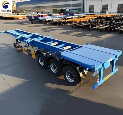 WOSHENG Tri-Axle 40FT 3 axes 40 tonnes Chargement du châssis squelette semi-remorque avec des matériaux