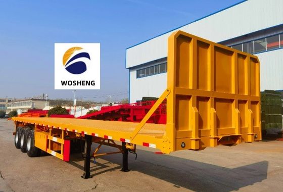 40 à 80 tonnes Capacité semi-remorque à plat 3 4 essieux 12R22.5 Pneus Matériau d'acier