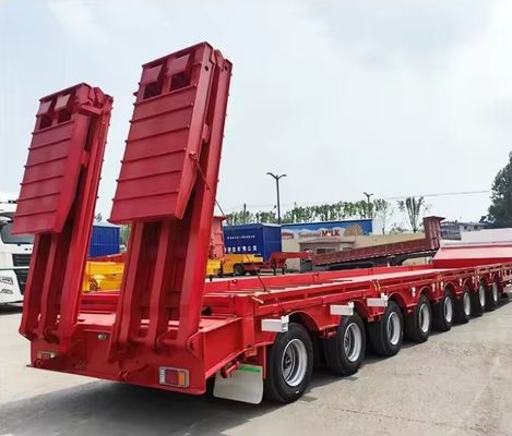Semi-remorque Lowboy à 3 essieux à basse altitude avec système de freinage double ligne et 16000x2500x1100mm