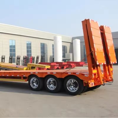 Semi-remorque Lowboy à 3 essieux à basse altitude avec système de freinage double ligne et 16000x2500x1100mm