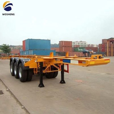 Transport de conteneur de 40 pieds wosheng 3 axes squelette semi-remorque avec serrure de conteneur