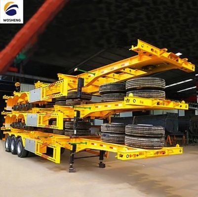 Transport de conteneur de 40 pieds wosheng 3 axes squelette semi-remorque avec serrure de conteneur