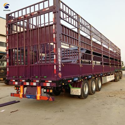 Wosheng 3 axes 20-50T Semi-remorque à hautes clôtures pour animaux de compagnie pour le transport de légumes