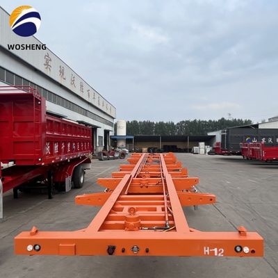 12R22.5*12pcs Pneus 1/2 essieux 20/40/45/48 pieds Semi-remorque à squelette en acier pour le transport de conteneurs de camions